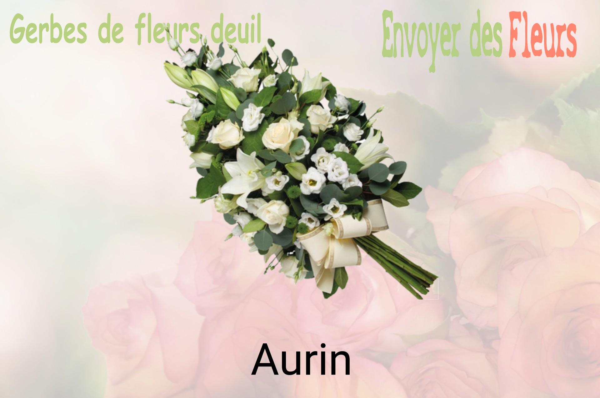 Gerbe de fleurs de deuil livrée à Aurin